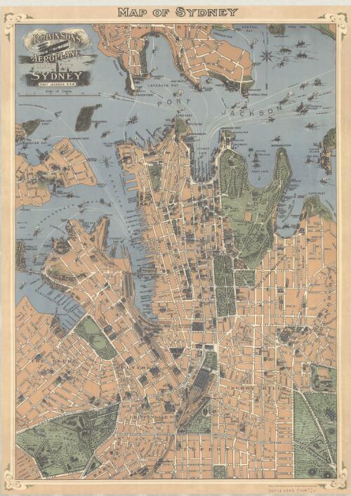 Robinson's aeroplane map of Sydney, Port Jackson, N.S.W