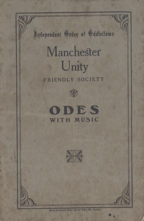 Odes with music [music] / Independent Order of Oddfellows, Manchester Unity Friendly Society