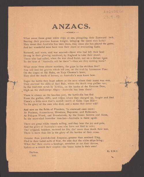 ANZACs / by E.M.C