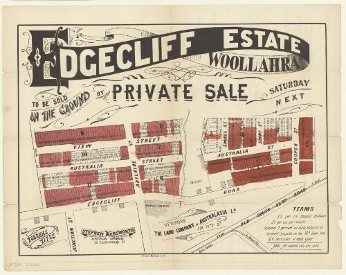 Edgecliff Estate, Woollahra [cartographic material] : to be sold on the ground by private sale, Saturday next