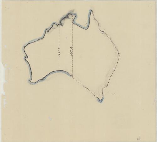 [Manuscript outline map of Australia showing 129 degrees East and 135 degrees East parallels] [cartographic material]