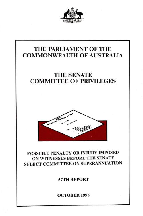 Possible penalty or injury imposed on witnesses before the Senate Select Committee on Superannuation