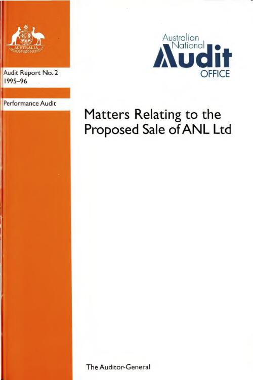 Performance audit, matters relating to the proposed sale of ANL Ltd. / the Auditor-General