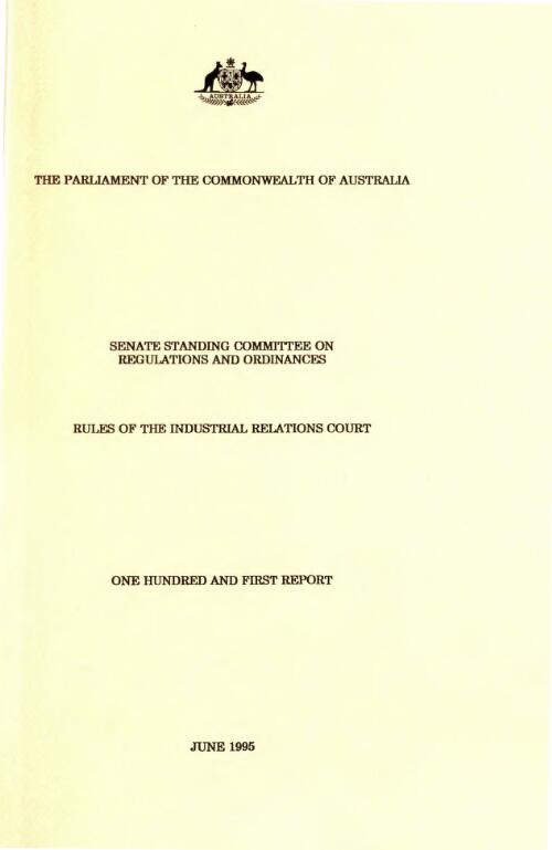 Rules of the Industrial Relations Court : one hundred and first report / The Committee
