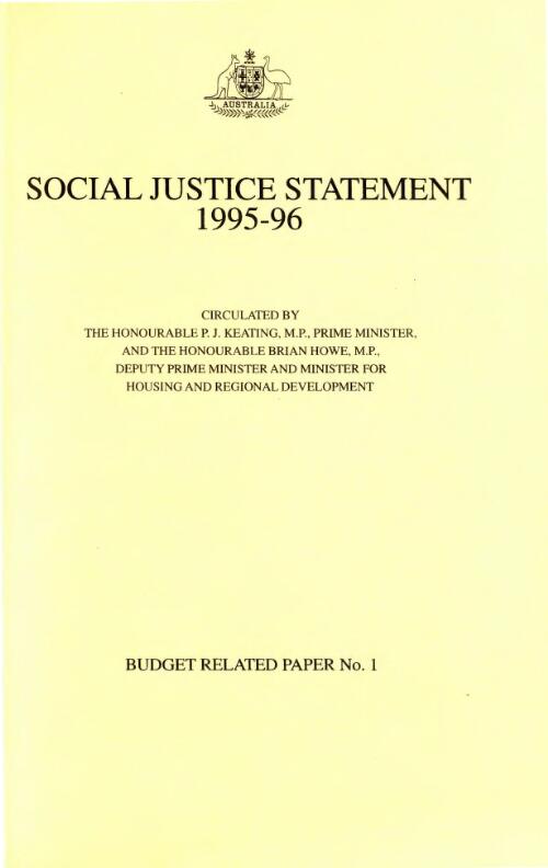Social justice statement 1995-96 / circulated by P.J. Keating and Brian Howe