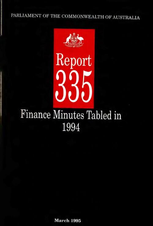 Finance minutes tabled in 1994 / Parliament of the Commonwealth of Australia, Joint Committee of Public Accounts