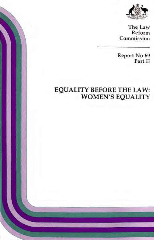 Equality before the law : women's equality / the Law Reform Commission