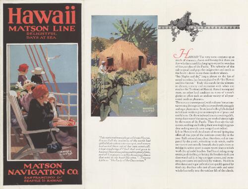 Hawaii Matson Line : delightful days at sea  / Matson Navigation Co