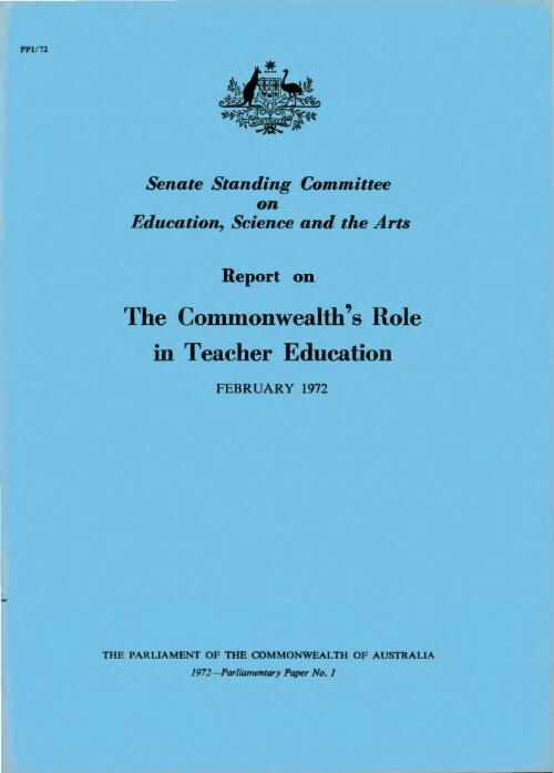 Report on the Commonwealth's role in teacher education, February 1972