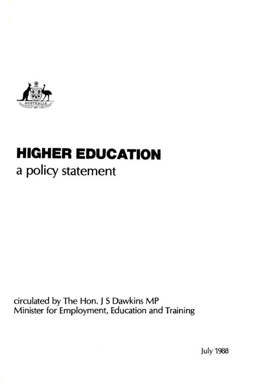 Higher education : a policy statement