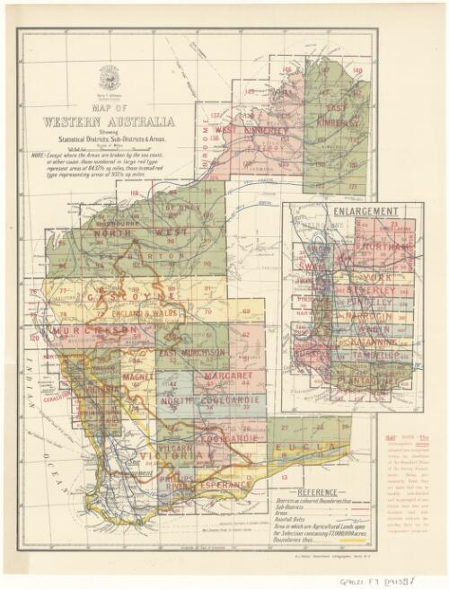 Map of Western Australia showing statistical districts, sub-districts & areas / Western Australia, Department of Lands and Surveys ; Harry F. Johnston, Surveyor General