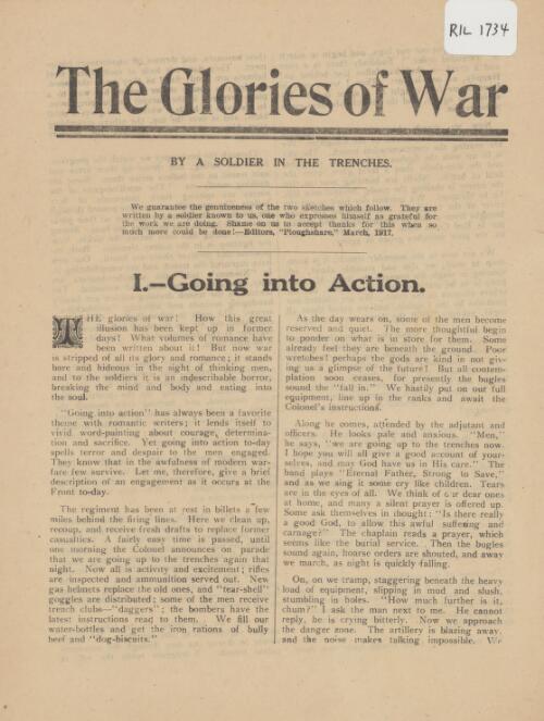 The glories of war / by a Soldier in the Trenches