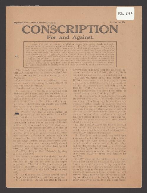 Conscription : for and against / [Henry Stead]