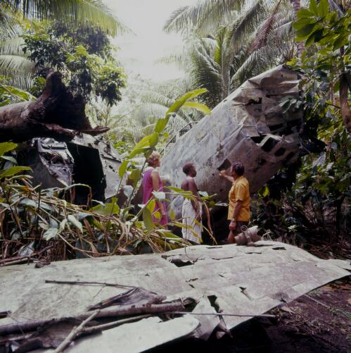 Wreckage of Japanese bombers in the jungle, New Britain Island, Papua New Guinea, approximately 1968 / Robin Smith