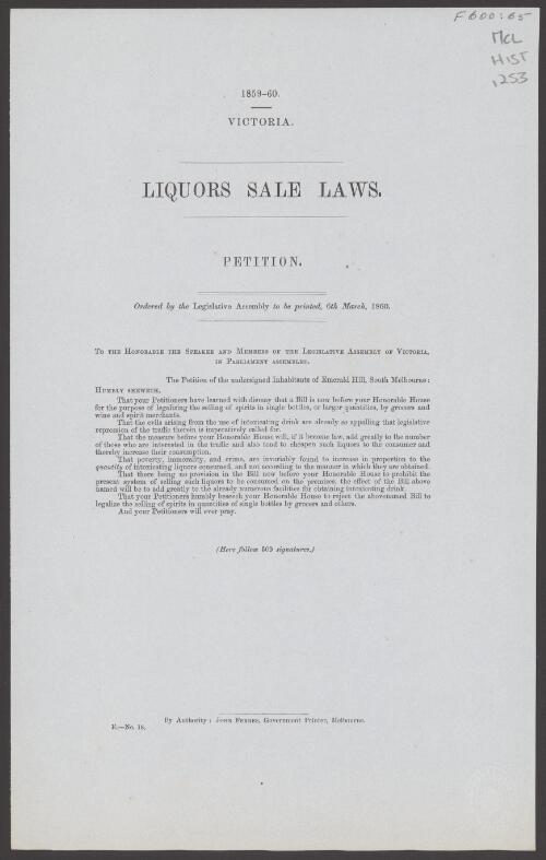 Liquors sale laws petition