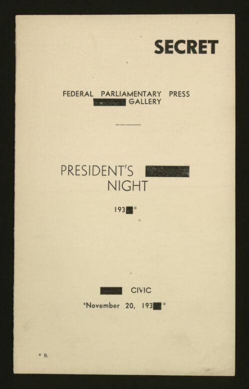 President's ... night, 193-, ... Civic, November 20, 193-