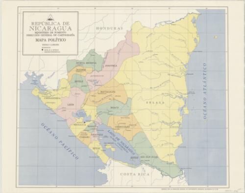 Republica de Nicaragua : mapa politico / Ministerio de Fomento, Dirección General de Cartografía