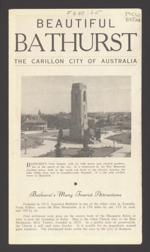 Beautiful Bathurst : the carillon city of Australia