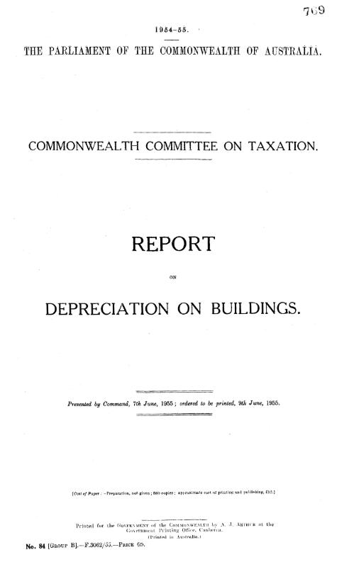 Report on depreciation on buildings / Commonwealth Committee on Taxation