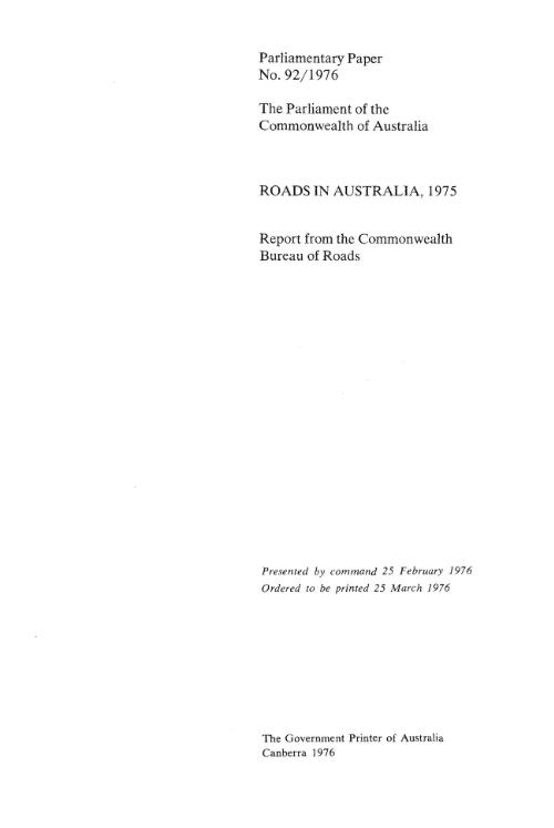 Roads in Australia, 1975 : report from the Commonwealth Bureau of Roads