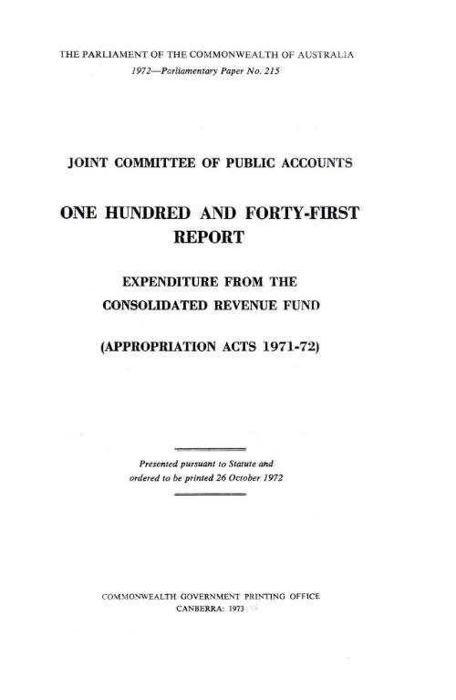 Expenditure from the Consolidated Revenue Fund (Appropriation Acts 1971-72) / Joint Committee of Public Accounts