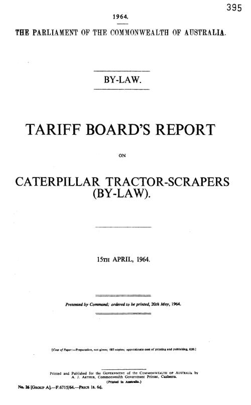 Report on caterpillar tractor-scrapers (by-law)