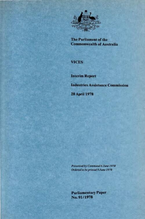 Vices 28 April 1978 : Industries Assistance Commission interim report