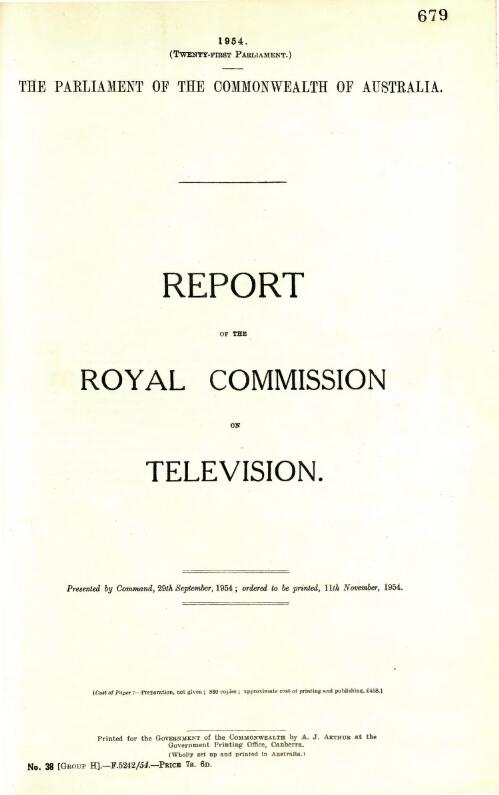 Report of the Royal Commission on Television