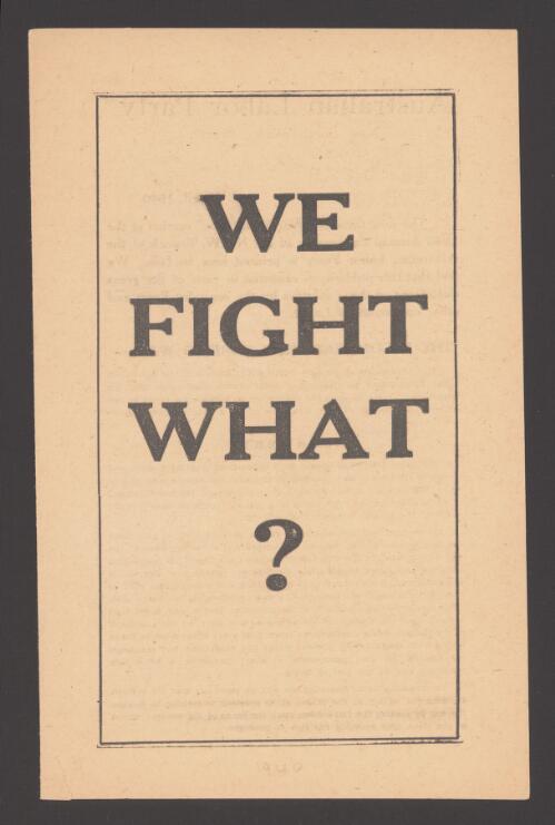 We fight what?