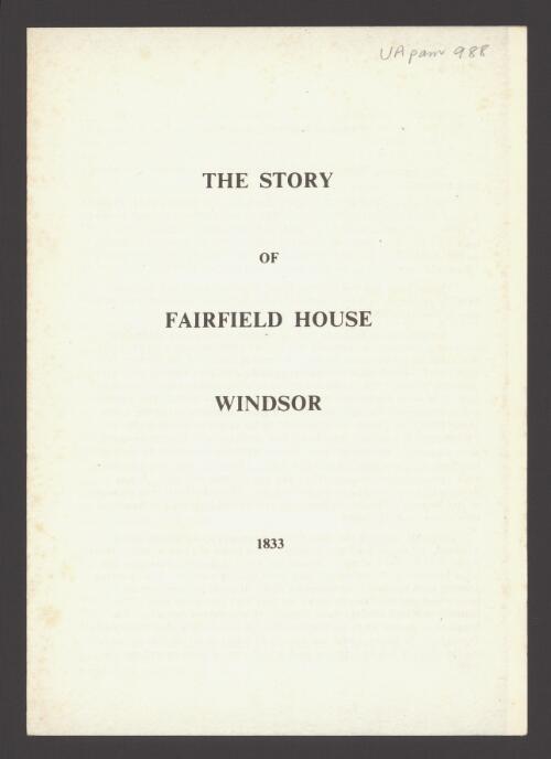 The story of Fairfield House, Windsor, 1833