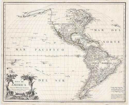 Mapa de America : sujeto á las observacionés astronómicas / por D. Tomás Lopez, geógrafo de los dominios de S.M., por real despacho, de la Academia de S. Fernando, Madrid año de 1772