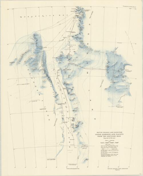 British Graham Land Expedition [cartographic material] : sledge journeys and flights from the Southern Base, Aug. 1936 to Feb. 1937
