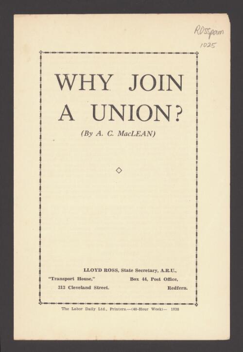 Why join a union? / by A.C. MacLean