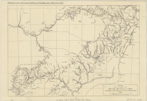 Copy of part of Major Mitchell's map, showing the route of his expedition, 1836