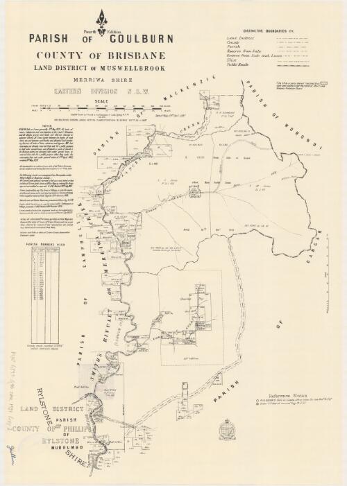 Parish of Goulburn, County of Brisbane [cartographic material] : Land District of Muswellbrook, Merriwa Shire, Eastern Division N.S.W. / compiled, drawn and printed at the Department of Lands, Sydney, N.S.W