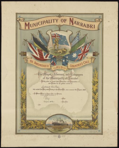 Municipality of Narrabri [picture] : he answered his country's call