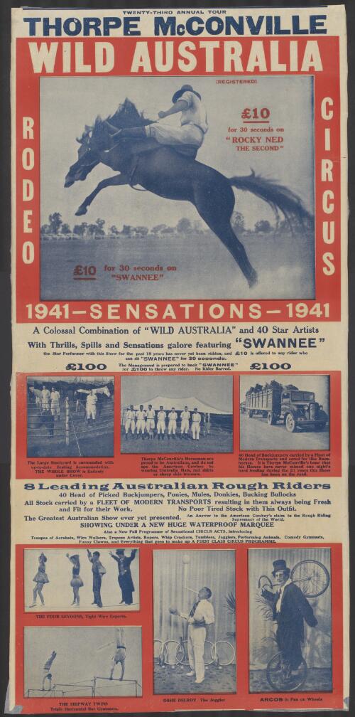 Twenty-third annual tour Thorpe McConville : Wild Australia rodeo circus 1941 sensations