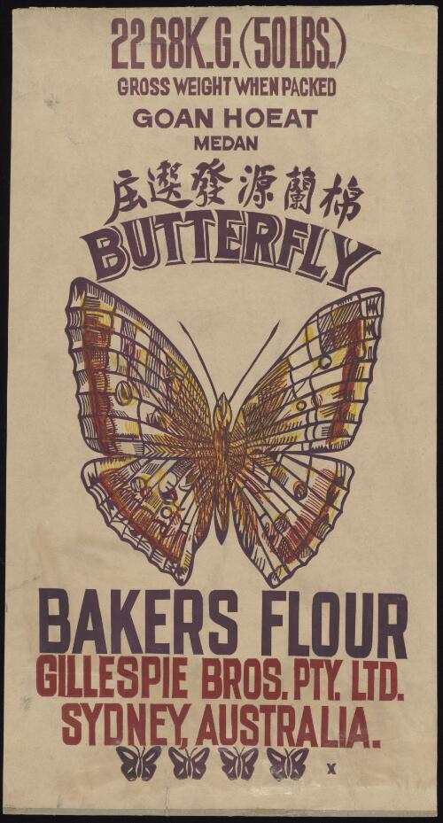 Goan Hoeat Medan : Butterfly bakers flour: Gillespie Bros, Pty. Ltd., Sydney, Australia