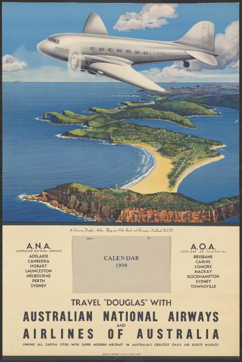 Travel "Douglas" with Australian National Airways and Airlines of Australia [picture] : linking all capital cities with super modern aircraft in Australia's greatest daily air route mileage