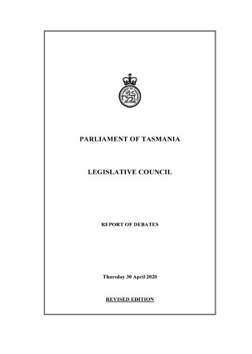 Legislative Council report of debates