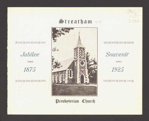 Streatham Presbyterian Church jubilee souvenir, 1875-1925