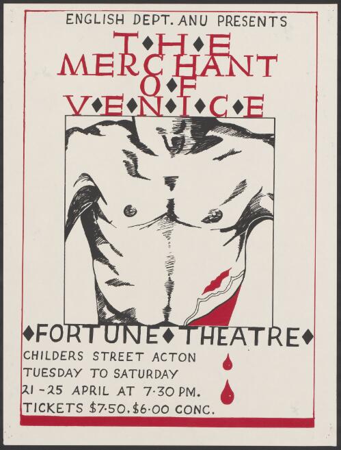 English Dept. ANU presents The Merchant of Venice, Fortune Theatre