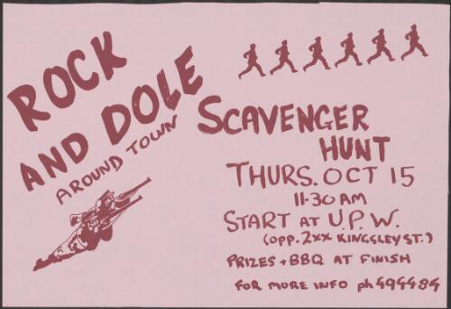 Rock and dole around town, scavenger hunt / [David Morrow]