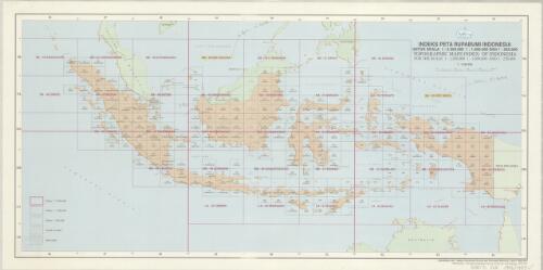 Indeks peta rupabumi Indonesia [cartographic material] : untuk skala 1:2 500 000, 1:1 000 000, 1:250 000 = Topographic maps index of Indonesia : for the scale 1:2 500 000, 1:1 000 000, 1:250 000