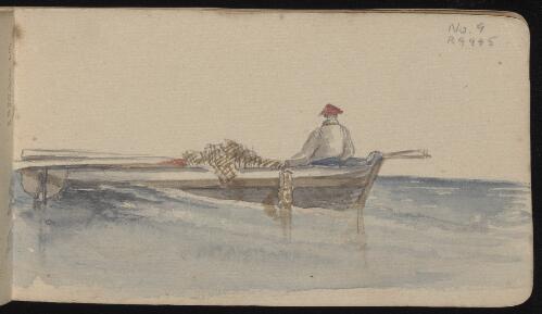 Fisherman in a boat, New South Wales, approximately 1868 / Edward Combes