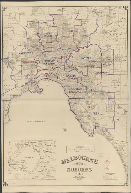 Melbourne and suburbs : [boundaries of proposed and existing electoral divisions]