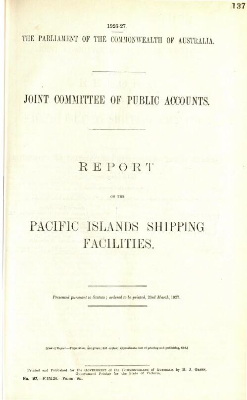 Report on the Pacific Islands shipping facilities