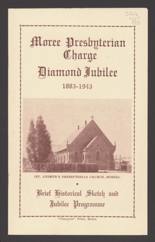 Moree Presbyterian Charge : diamond jubilee, 1883-1943
