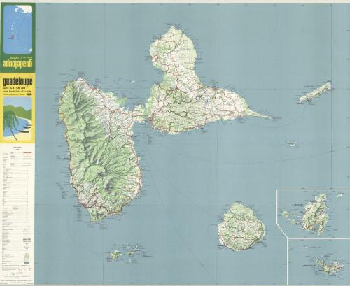 Guadeloupe, carte touristique et routiere. Mise a jour partielle de 1971