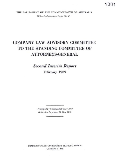 Second interim report February 1969 / Company Law Advisory Committee to the Standing Committee of Attorneys-General